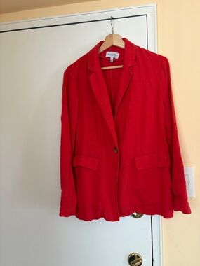 Michael Stars Red Single-Button Linen Blazer